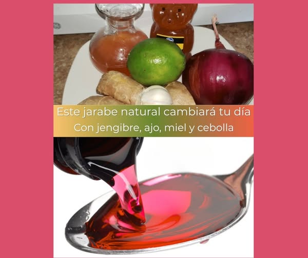 Jarabe natural de jengibre, cebolla, ajo, limón y miel