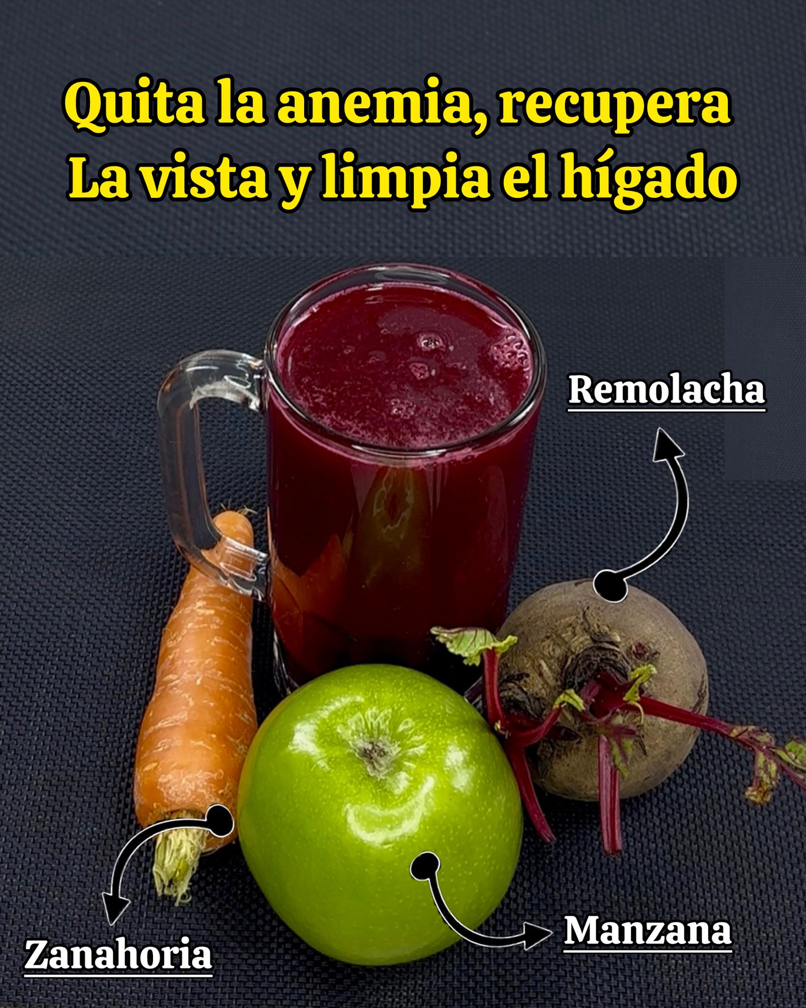 Jugo de remolacha, zanahoria y manzana