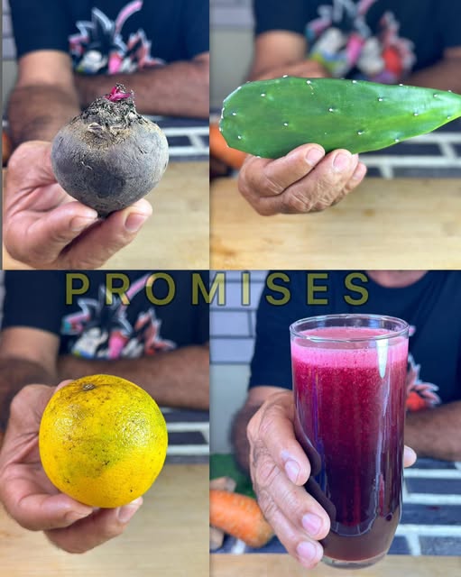 Bebida natural con remolacha, nopal y naranja