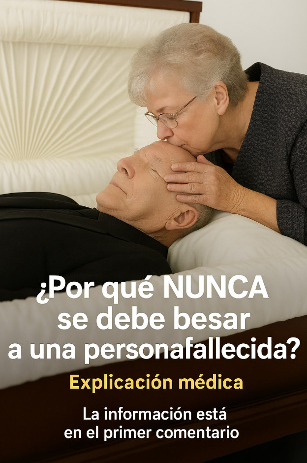 Persona mayor besando a otra en un ataúd