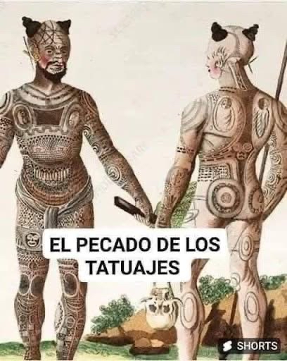 Ilustración de dos figuras humanas con tatuajes
