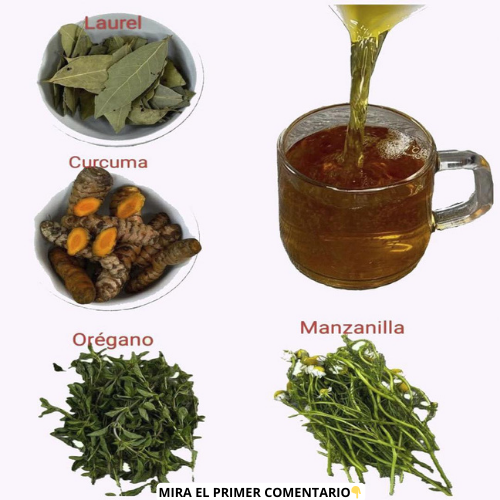 Ingredientes Naturales: Cúrcuma, Laurel, Oregano y Manzanilla