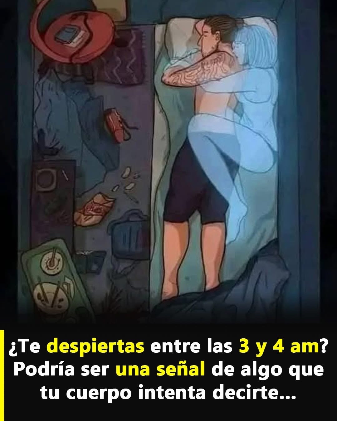 Persona durmiendo junto a un espíritu