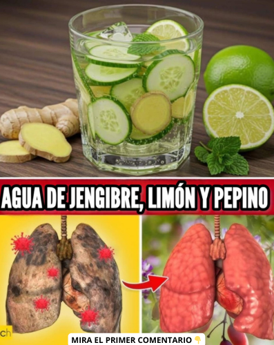 Agua de jengibre, limón y pepino