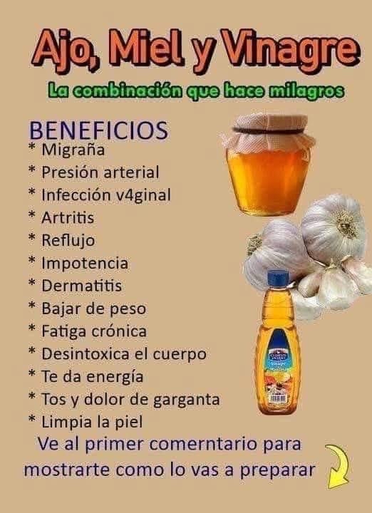 Combinación de Ajo, Miel y Vinagre
