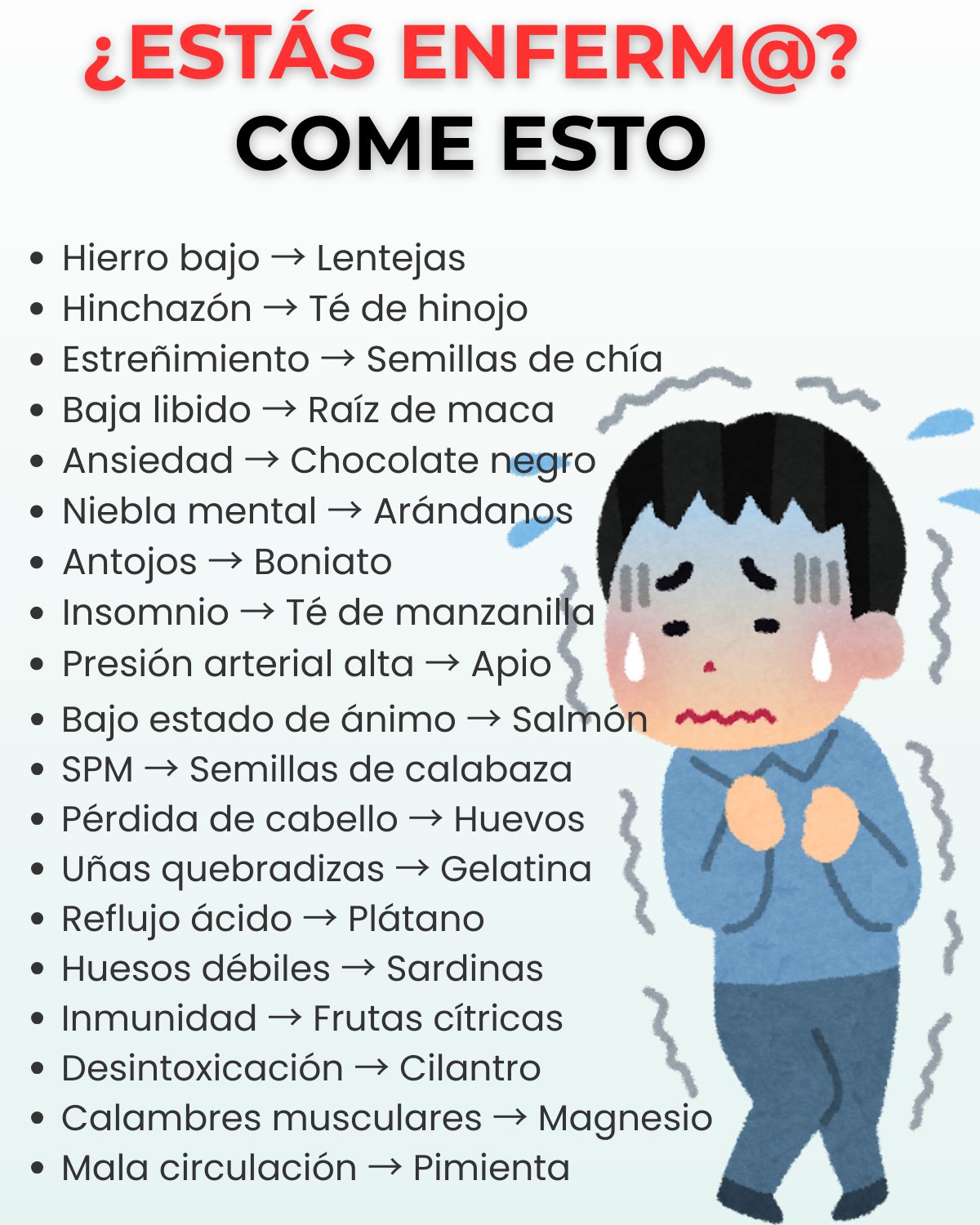 Recomendaciones alimenticias para problemas de salud