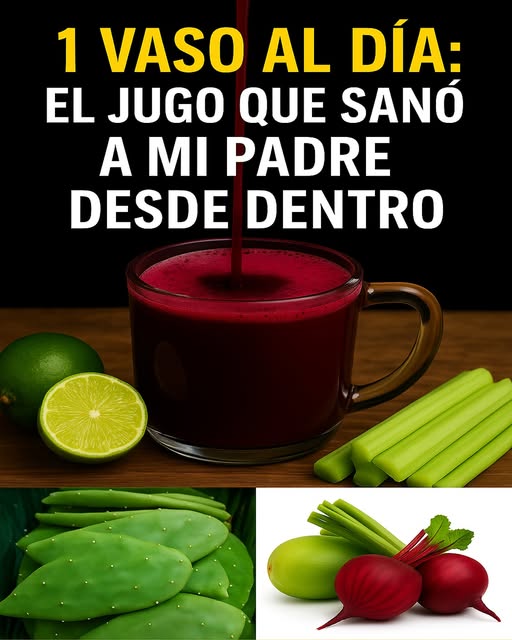Jugo natural de remolacha, nopal, limón y apio