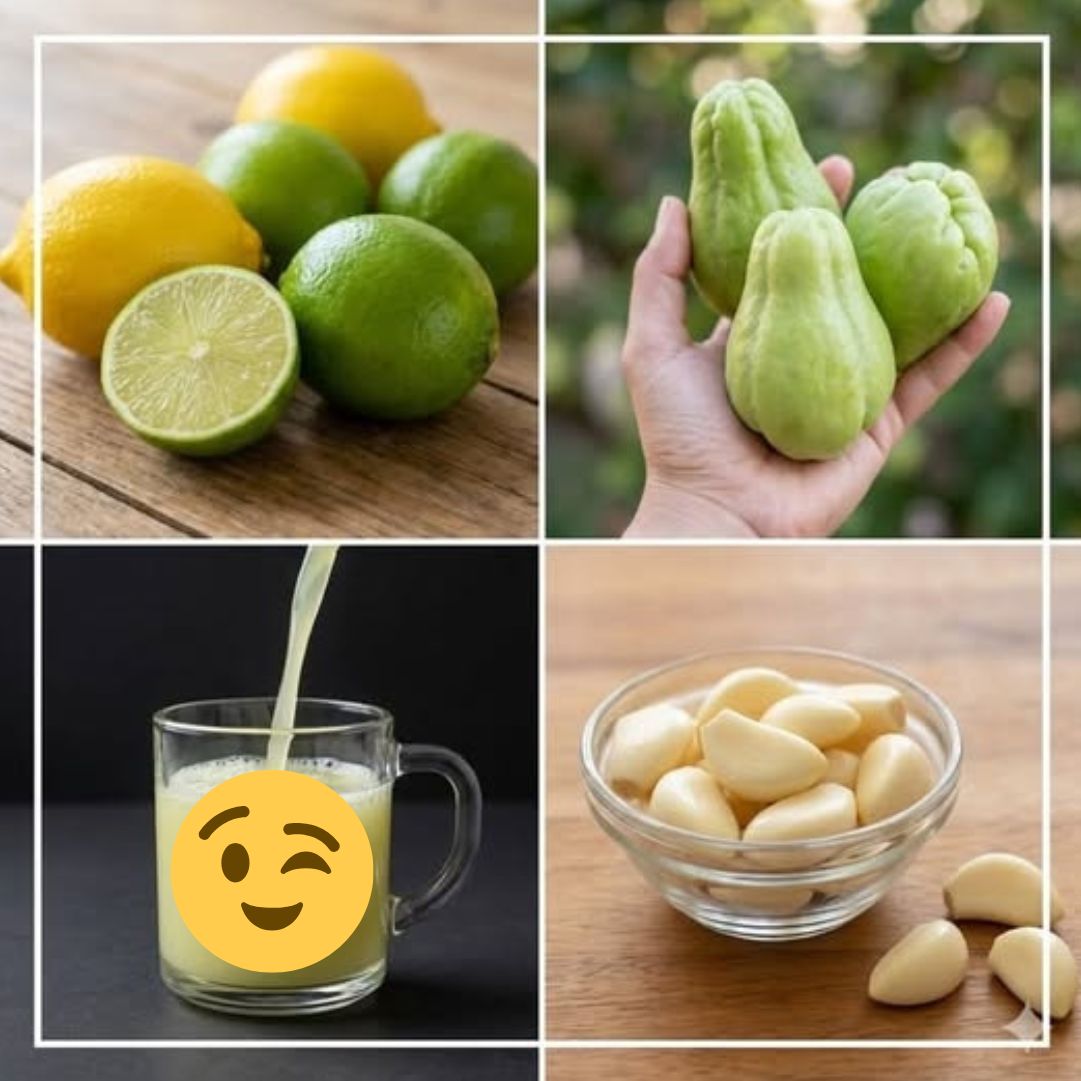 Ingredientes de la bebida detox: chayote, limón, ajo