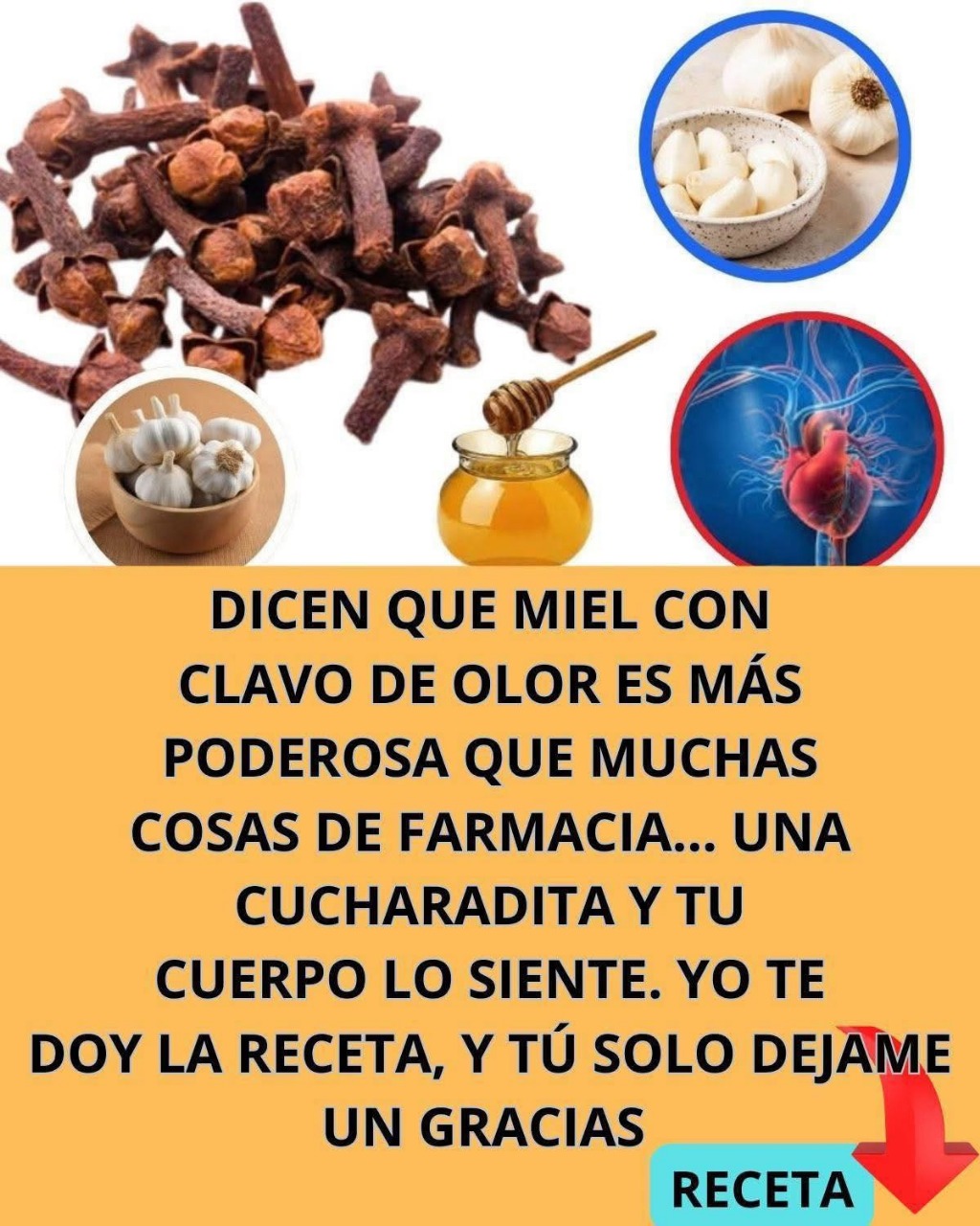 Ingredientes de miel, clavo de olor y ajo