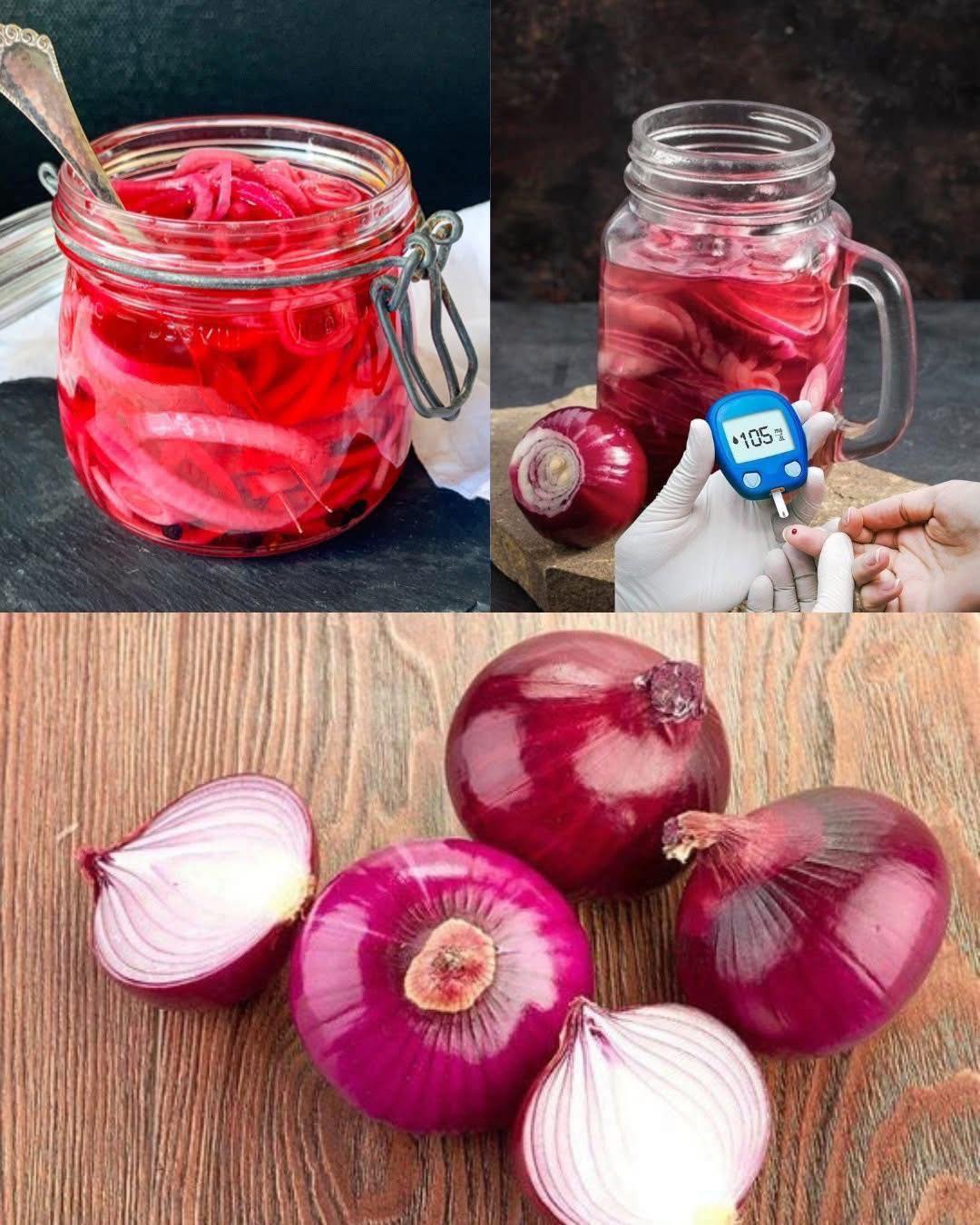 Cebolla morada encurtida y medidor de glucosa