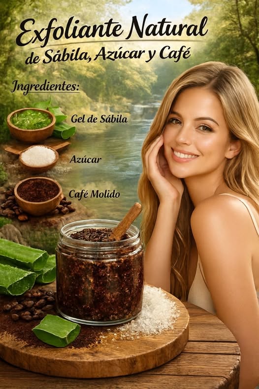 Exfoliante Natural de Sábila Azúcar y Café