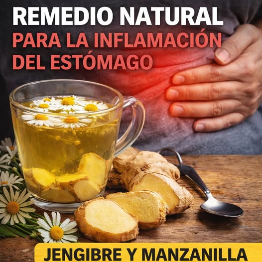 Remedio natural para la inflamación del estómago con jengibre y manzanilla