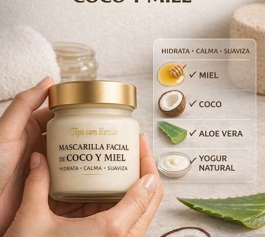 Mascarilla Facial de Coco y Miel para Hidratar Calmar y Suavizar la Piel