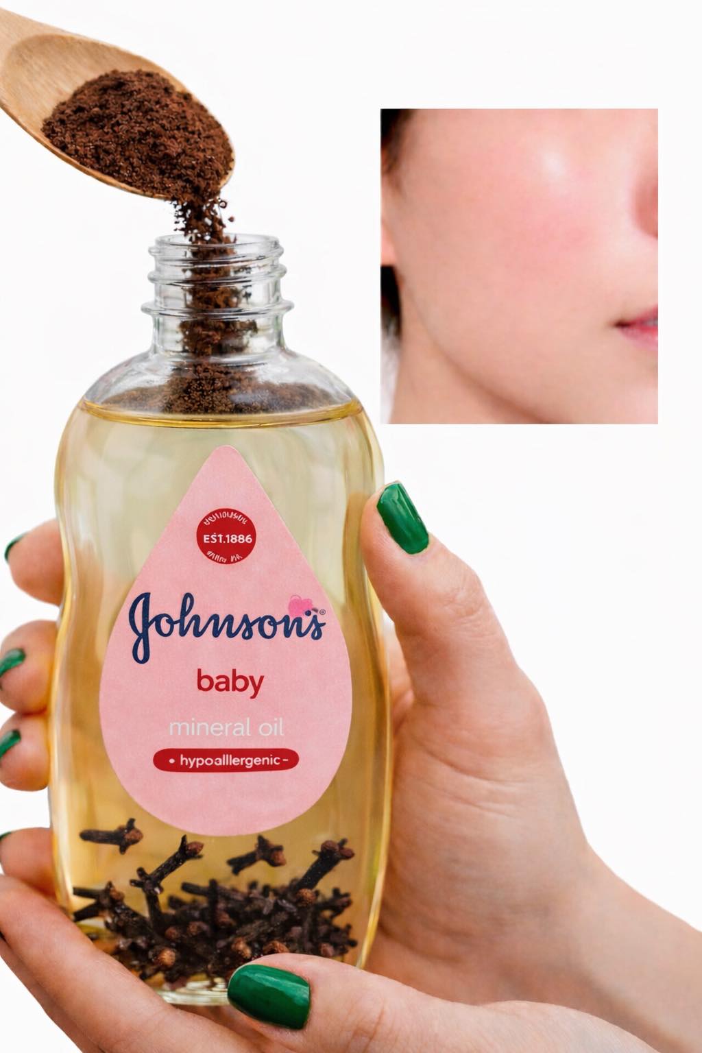 Aceite de bebé Johnson's y clavos de olor