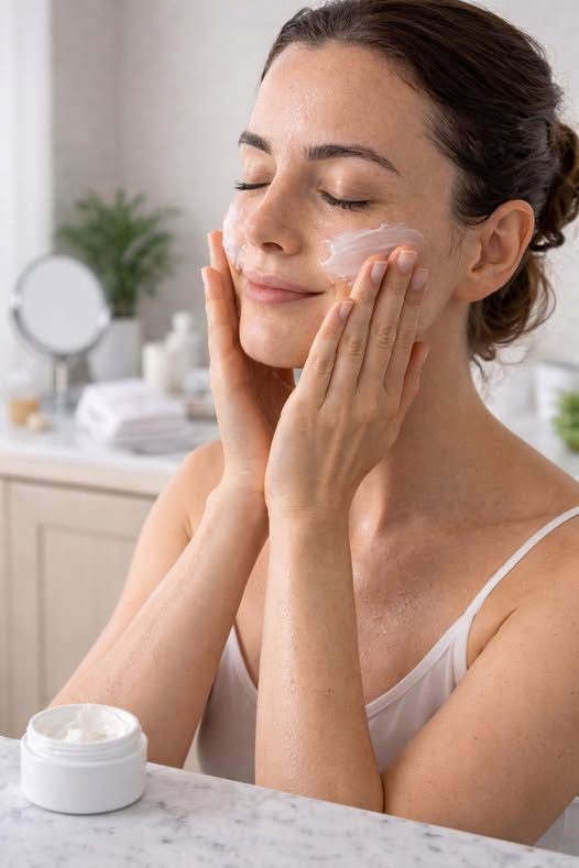 Aplicación de crema en la piel