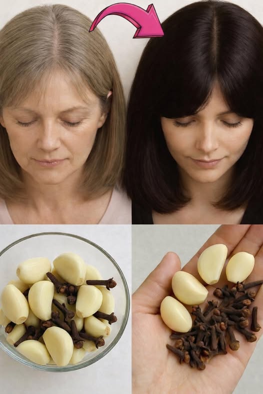 Antes y después del tratamiento de cabello con ajo y clavos de olor