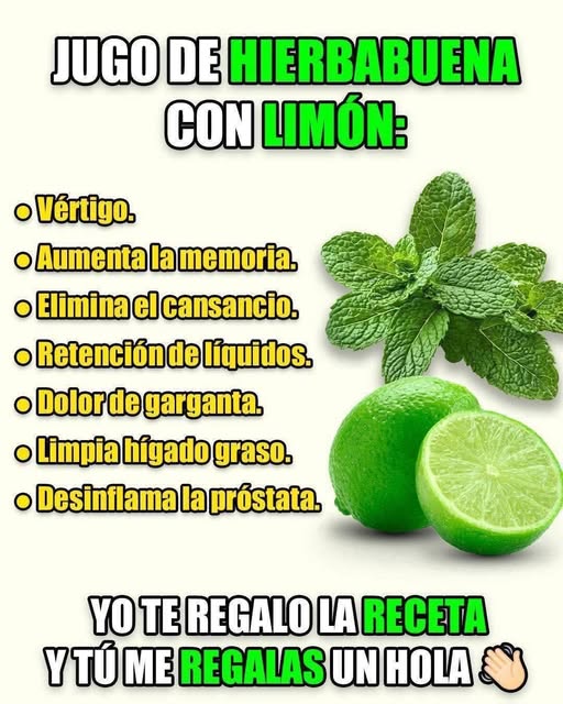 Ingredientes Jugo de Hierbabuena con Limón