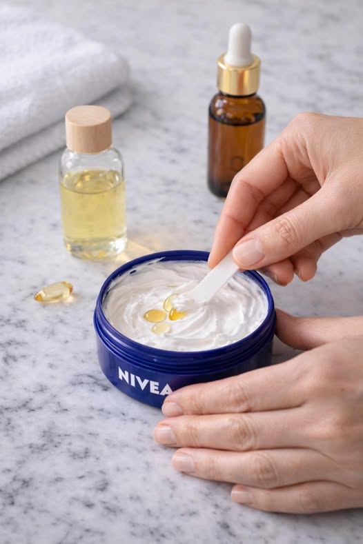 Crema Nivea y aceites naturales