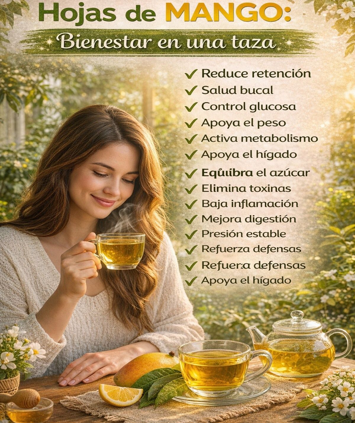 Taza de té de hojas de mango