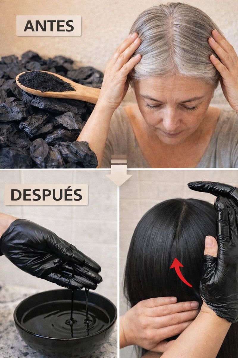 Proceso de teñido de cabello con carbón