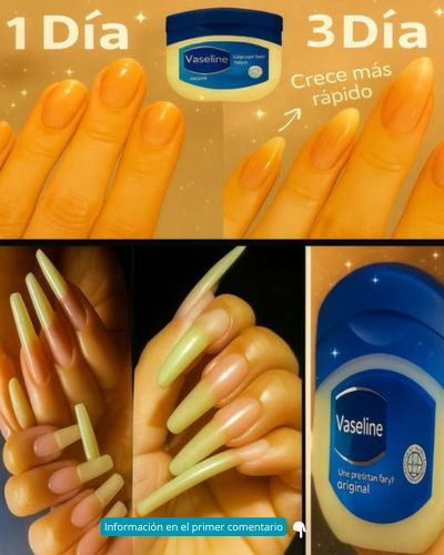 Progreso del crecimiento de uñas con vaselina