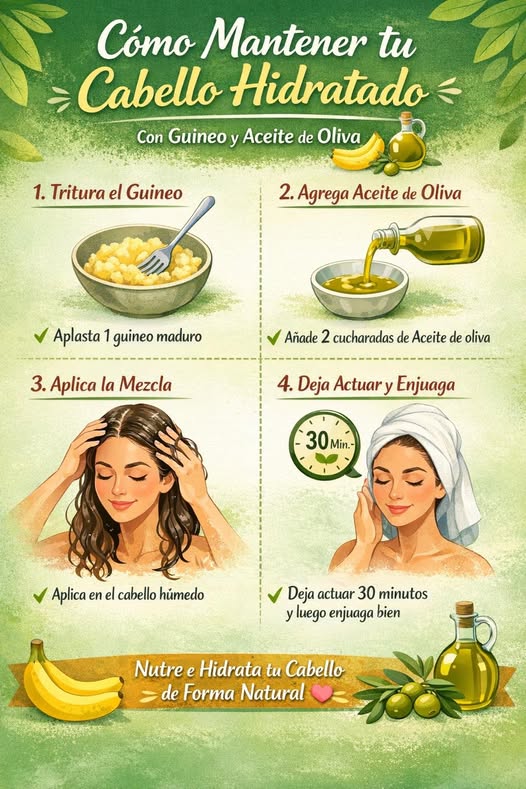 Guía paso a paso para hidratar tu cabello con guineo y aceite de oliva
