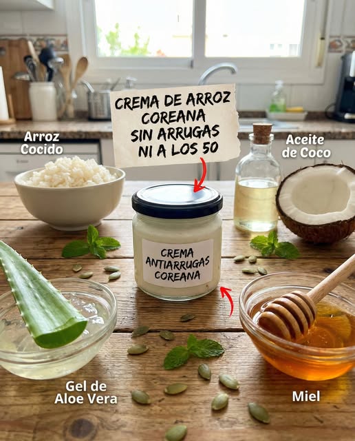 Ingredientes para la crema de arroz coreana