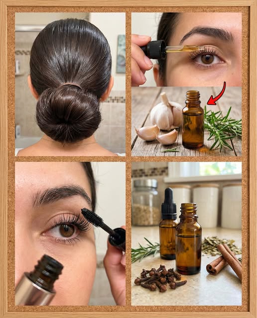 Collage de cuidado natural de pestañas