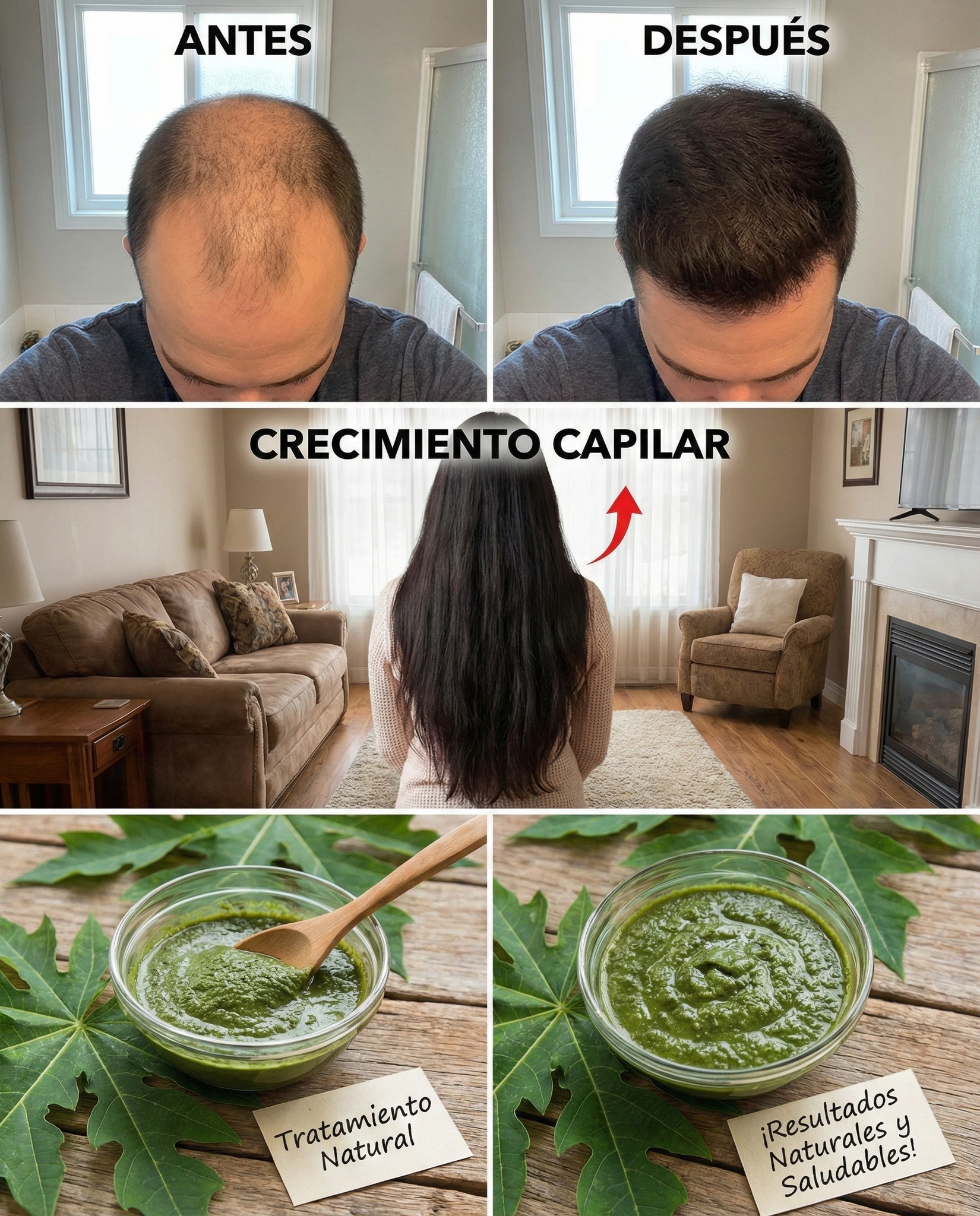 Tratamiento de Crecimiento Capilar con Hojas de Papaya