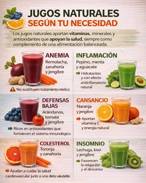 Guía de Jugos Naturales según Necesidades de Salud
