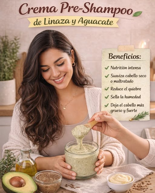 Crema Pre-Shampoo de Linaza y Aguacate