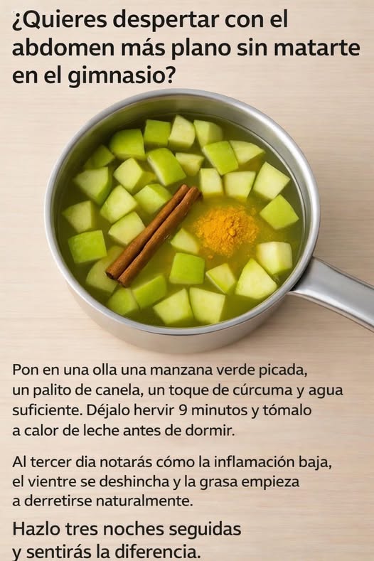 Infusión de manzana verde con canela y cúrcuma