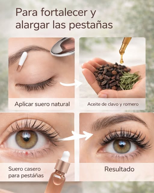 Aplicación de suero natural para pestañas y cejas