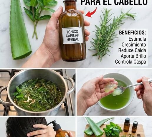 Tónico Natural para el Cabello con Aloe Vera Romero y Menta