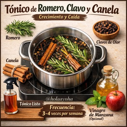Preparación del tónico de romero clavo y canela