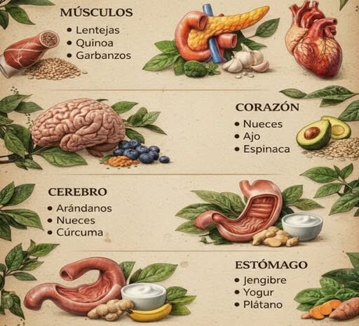 Alimentos que Benefician Cada Órgano de Tu Cuerpo