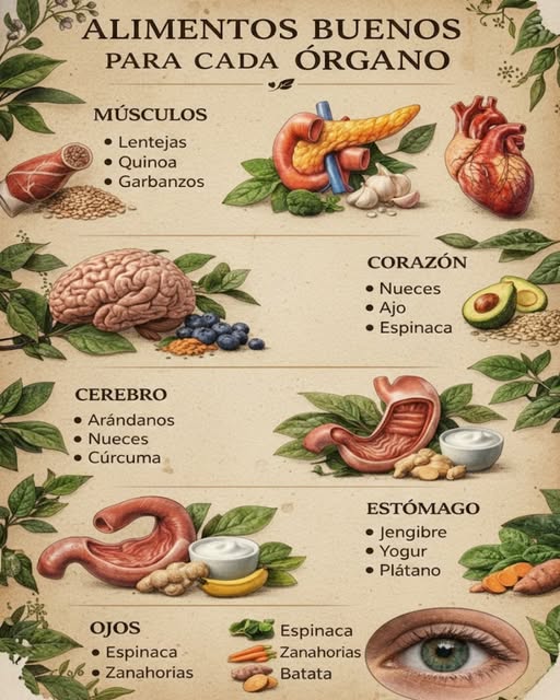 Alimentos buenos para cada órgano