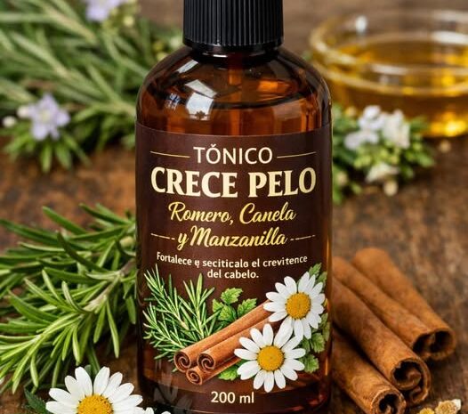 Tónico Natural de Romero Canela y Manzanilla para el Crecimiento del Cabello