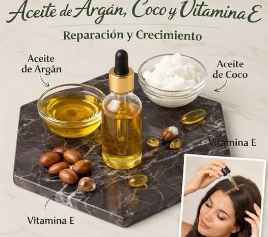 Aceite Reparador de Argán Coco y Vitamina E para un Cabello Saludable y Radiante