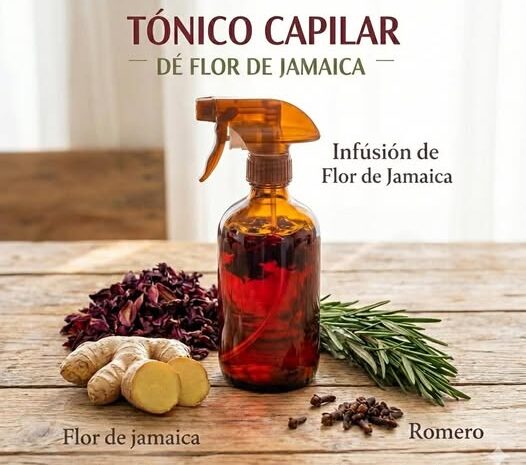 Tónico Capilar de Flor de Jamaica para Estimular el Crecimiento y Fortalecer el Cabello