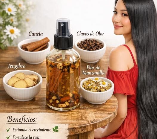 Tónico Natural para el Cabello con Canela Jengibre Clavos y Manzanilla