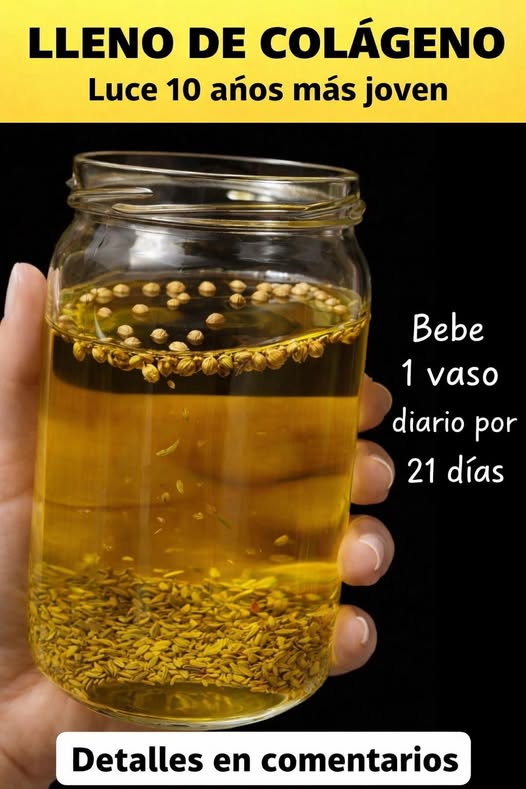 Bebida dorada con colágeno