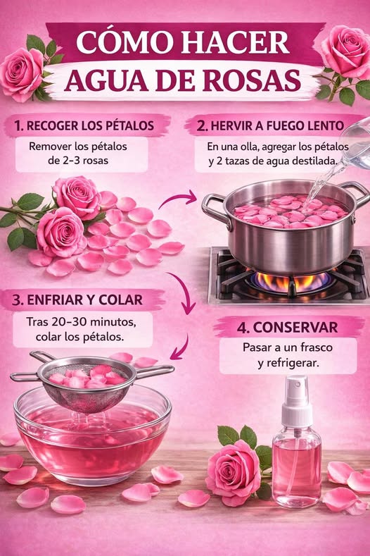 Infografía sobre cómo hacer agua de rosas