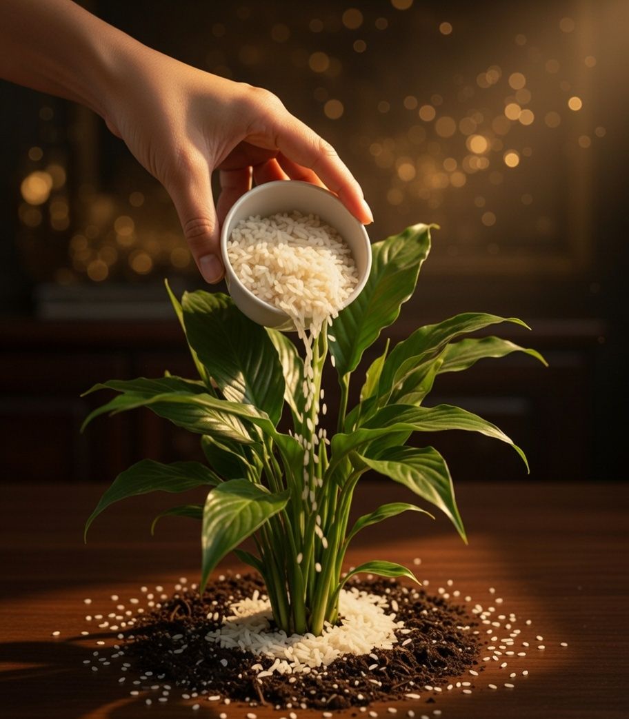 Lirio de la paz con arroz