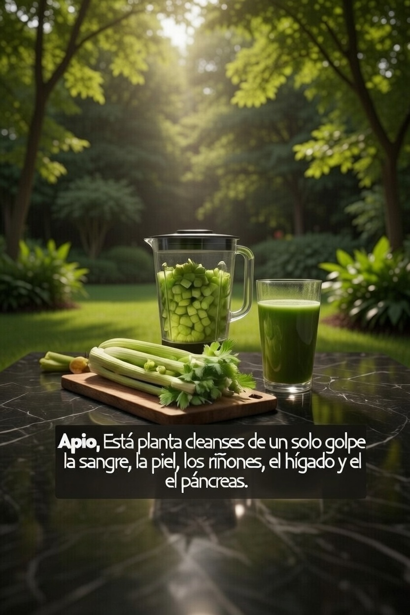 Apio y jugo verde