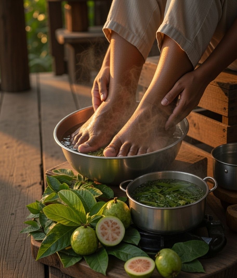 Baño de pies con hojas de guayaba