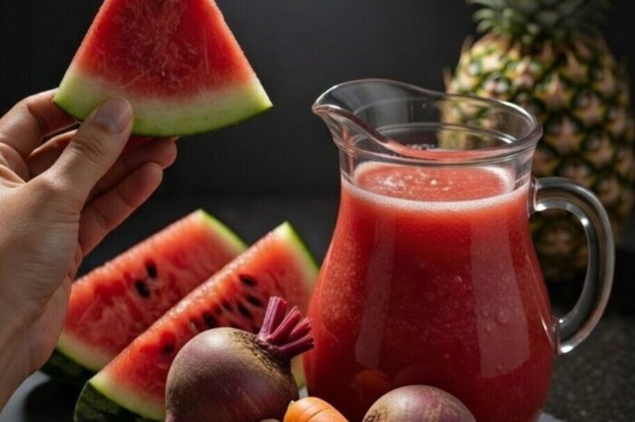 Jugo de Sandía con Zanahoria Remolacha y Jengibre Una Bebida Refrescante y Nutritiva