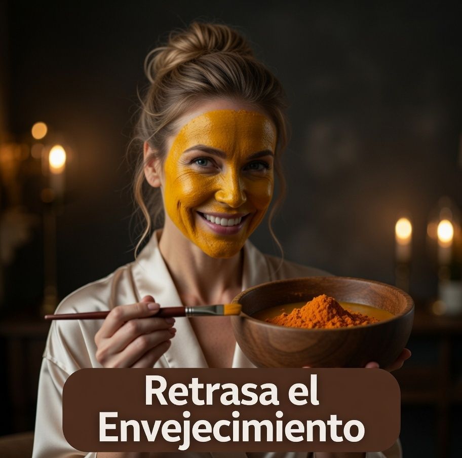 Mascarilla de cúrcuma aplicada en el rostro
